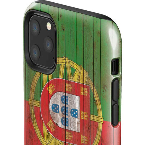Portuguese Flag Dark Wood iPhone 11 Pro Max Impact Case